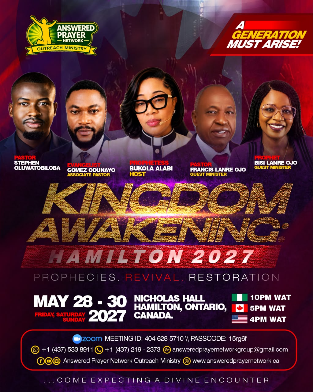 Kingdom Awakening: Hamilton, Ontario, Canada 2027 flyer