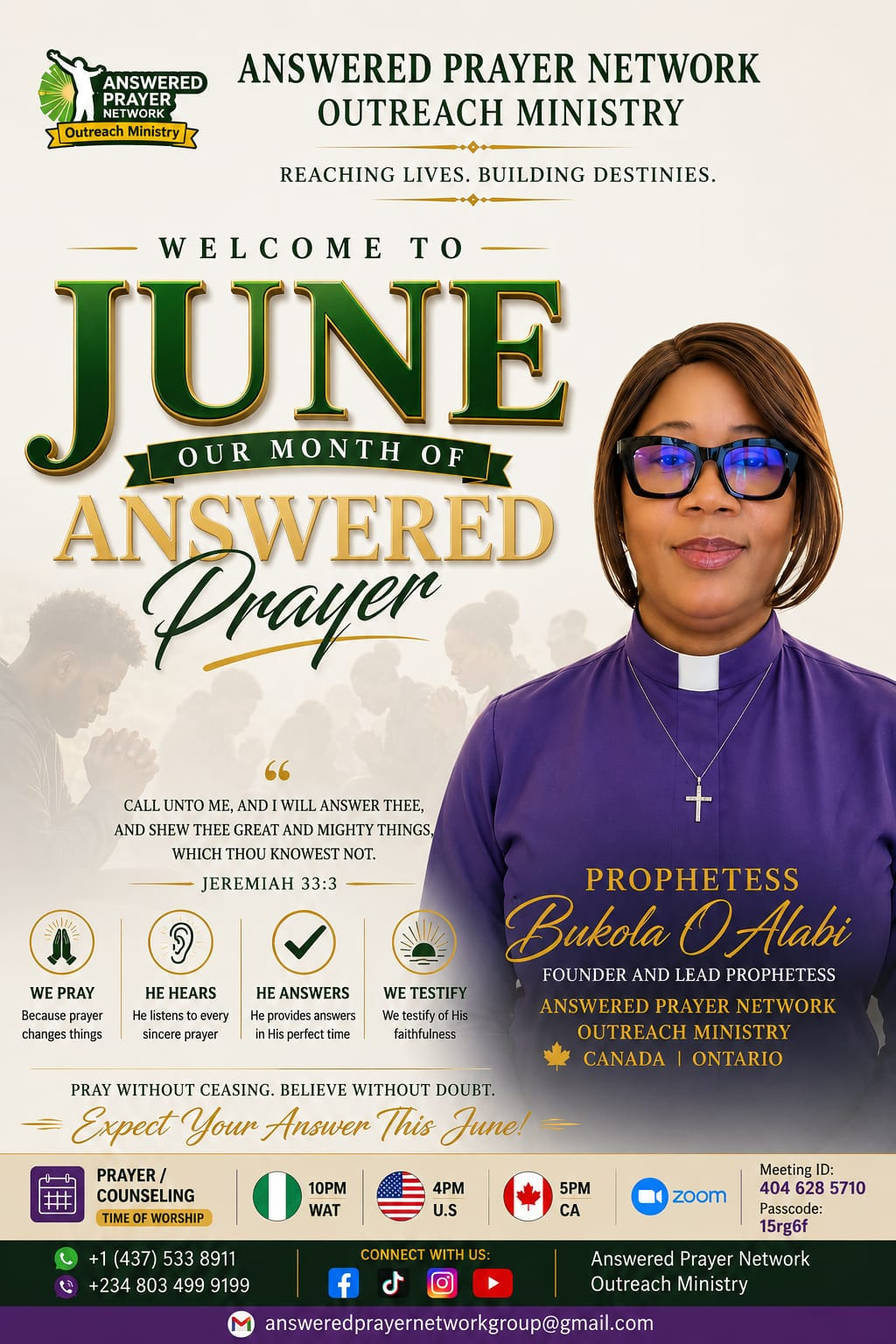 June � Our Month of Answered Prayer flyer