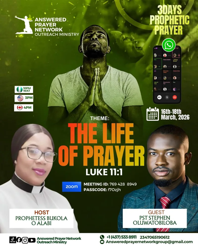 3 Days Prophetic Prayer � The Life of Prayer flyer