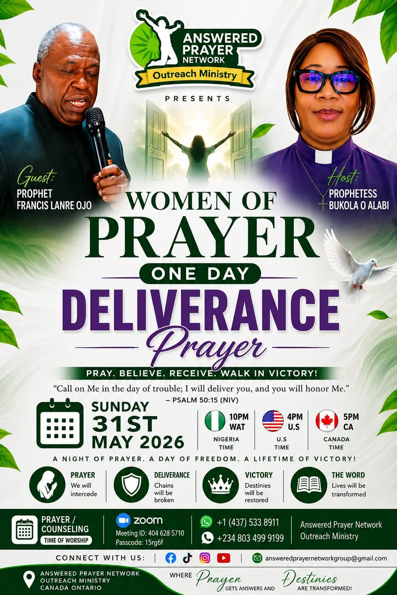 Women of Prayer � One Day Deliverance Prayer flyer