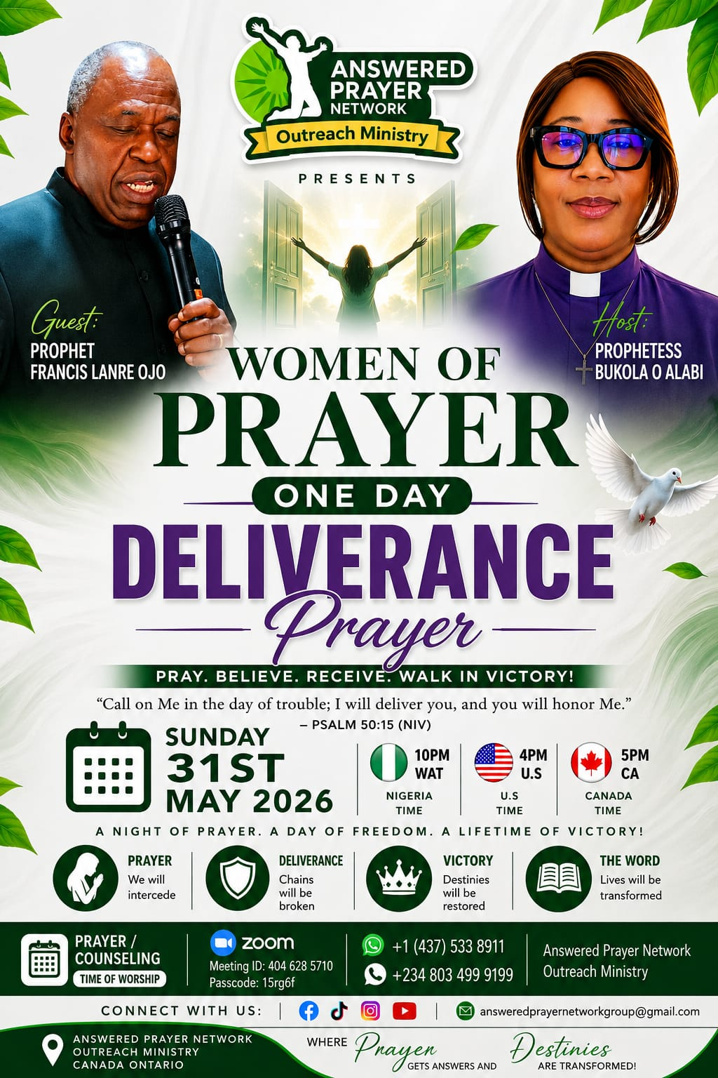 Women of Prayer � One Day Deliverance Prayer flyer